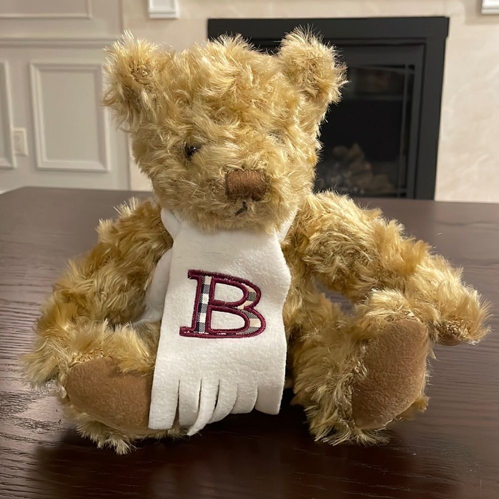 Genuine Burberry London Vintage Teddy Bear Nova Check Scarf Soft Collectible 12”